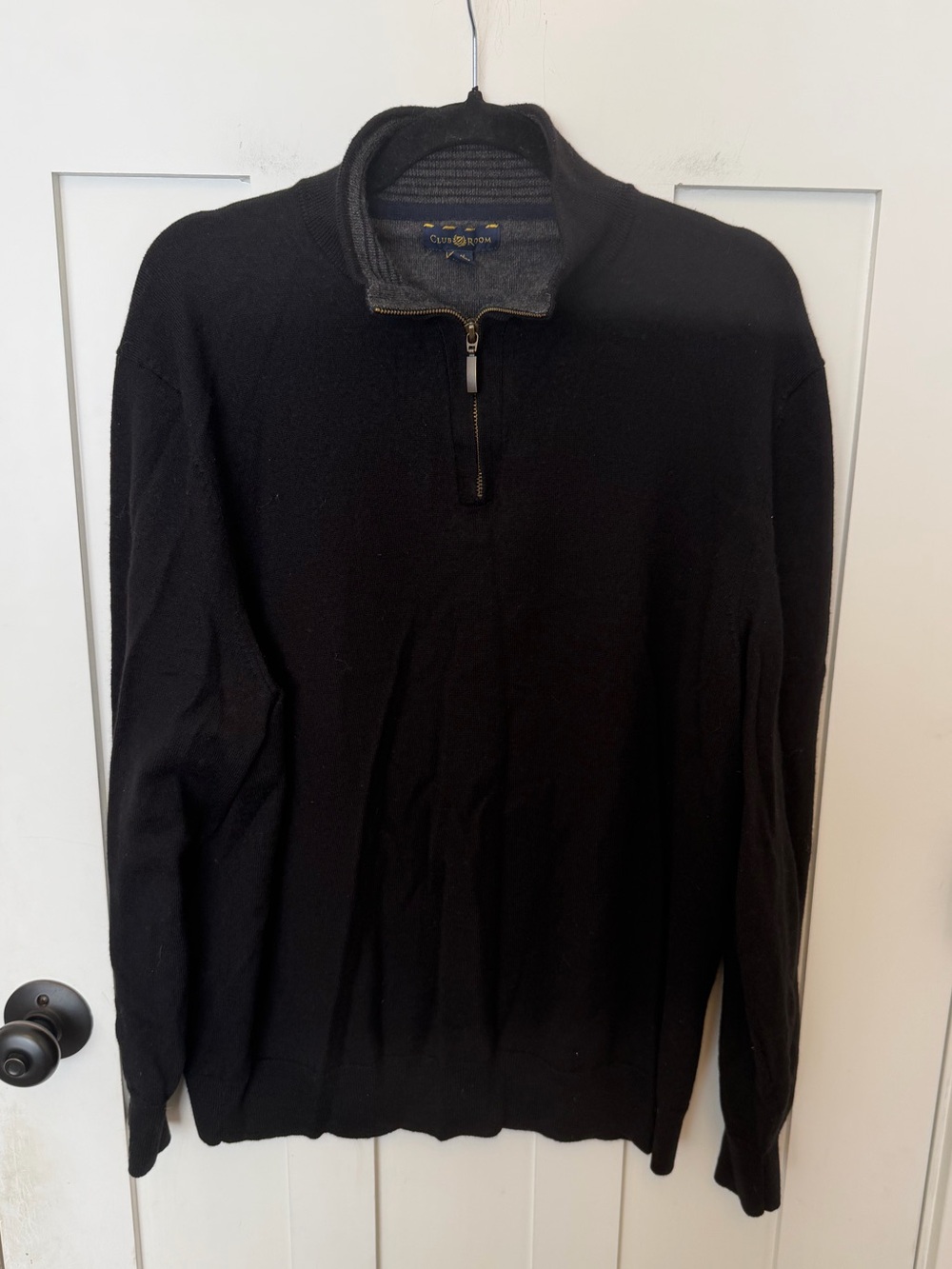 Club room Quarter Zip Men’s Merino Wool Blend Pull Over Sweater XXL Black